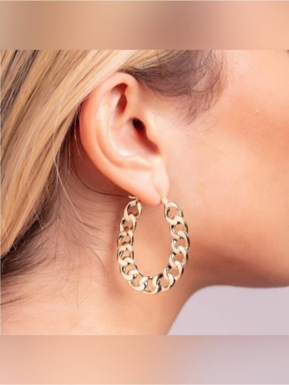 18k Gold Plated Link Chain Hoop Earrings